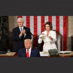 Nancy Pelosi ripping Trump's speech up meme generator