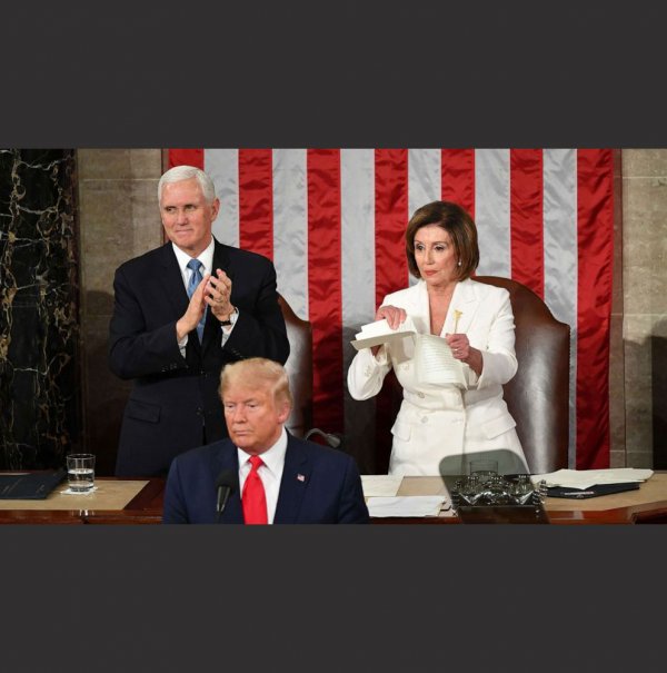 Nancy Pelosi ripping Trump's speech up